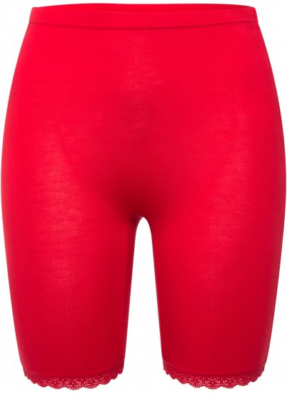 Ulla Popken Lace Hem Stretch Viscose Knit Bicycle Length Lounge Shorts Red - Džíny & Nohavice vo Veľkých Veľkostiach – Plus Size - 