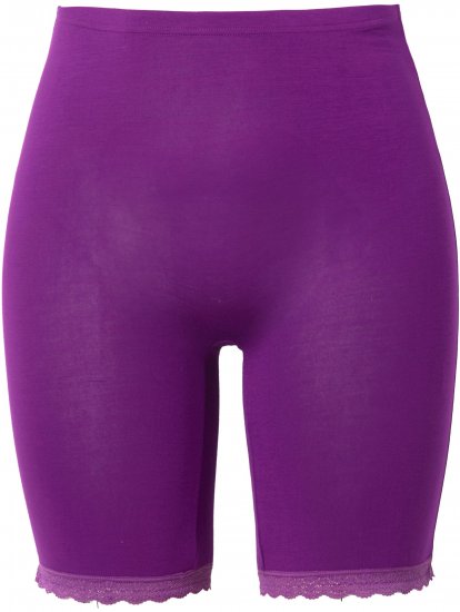 Ulla Popken Lace Hem Stretch Viscose Knit Bicycle Length Lounge Shorts Purple - Džíny & Nohavice vo Veľkých Veľkostiach – Plus Size - 