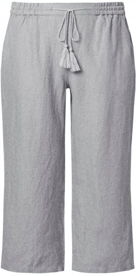 Ulla Popken Cool Linen Elastic Waist Capri Pants Light Grey Melange - Džíny & Nohavice vo Veľkých Veľkostiach – Plus Size - 