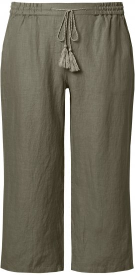 Ulla Popken Cool Linen Elastic Waist Capri Pants Loden Green - Džíny & Nohavice vo Veľkých Veľkostiach – Plus Size - 