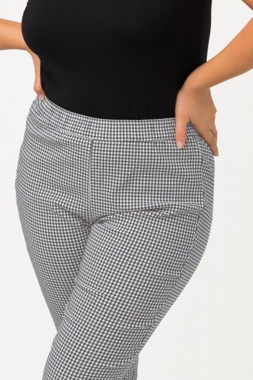 Ulla Popken Check Bengaline Slim Leg Sienna Fit Stretch Crop Pants Black - Nohavice - Nohavice pre ženy vo veľkých veľkostiach