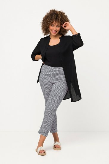 Ulla Popken Check Bengaline Slim Leg Sienna Fit Stretch Crop Pants Black - Nohavice - Nohavice pre ženy vo veľkých veľkostiach