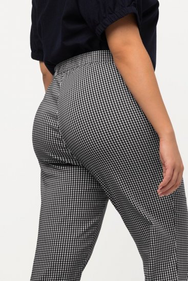Ulla Popken Check Bengaline Slim Leg Sienna Fit Stretch Crop Pants Navy - Nohavice - Nohavice pre ženy vo veľkých veľkostiach