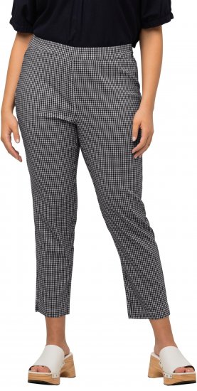 Ulla Popken Check Bengaline Slim Leg Sienna Fit Stretch Crop Pants Navy - Džíny & Nohavice vo Veľkých Veľkostiach – Plus Size - 