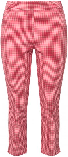 Ulla Popken Check Bengaline Slim Leg Sienna Fit Stretch Crop Pants Light Pink - Džíny & Nohavice vo Veľkých Veľkostiach – Plus Size - 