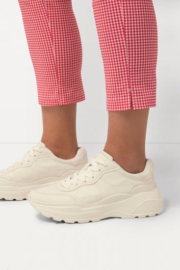 Ulla Popken Check Bengaline Slim Leg Sienna Fit Stretch Crop Pants Light Pink - Nohavice - Nohavice pre ženy vo veľkých veľkostiach