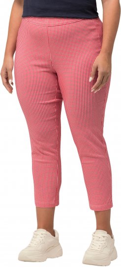 Ulla Popken Check Bengaline Slim Leg Sienna Fit Stretch Crop Pants Light Pink - Džíny & Nohavice vo Veľkých Veľkostiach – Plus Size - 