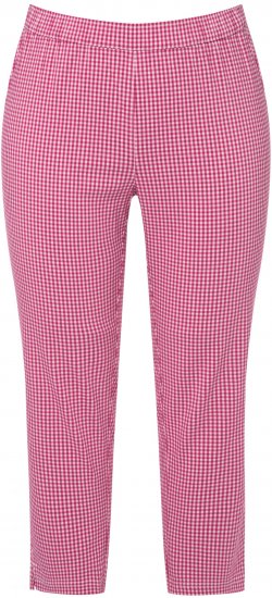 Ulla Popken Check Bengaline Slim Leg Sienna Fit Stretch Crop Pants Pale Lilac - Džíny & Nohavice vo Veľkých Veľkostiach – Plus Size - 