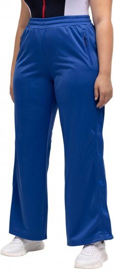 Ulla Popken Snap Placket Side Seam Wide Leg Recycled Polyester Knit Joggers Blue - Džíny & Nohavice vo Veľkých Veľkostiach – Plus Size - 