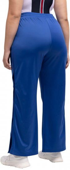 Ulla Popken Snap Placket Side Seam Wide Leg Recycled Polyester Knit Joggers Blue - Džíny & Nohavice vo Veľkých Veľkostiach – Plus Size - 