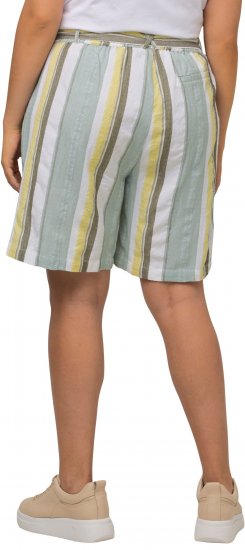 Ulla Popken Striped Wide Leg Elastic Waistband Shorts White - Džíny & Nohavice vo Veľkých Veľkostiach – Plus Size - 