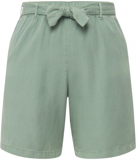 Ulla Popken Tie Belt Lyocell Shorts Moss Green - Džíny & Nohavice vo Veľkých Veľkostiach – Plus Size - 
