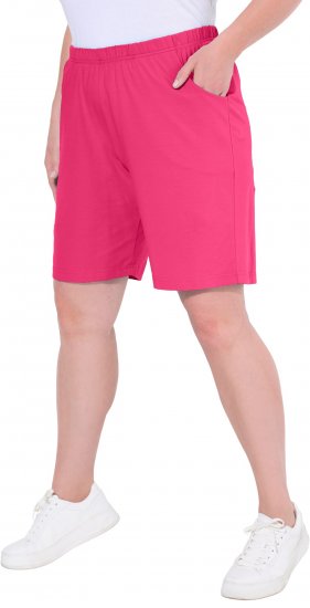 Ulla Popken Stretch Knit Bermuda Shorts Red - Džíny & Nohavice vo Veľkých Veľkostiach – Plus Size - 