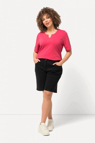 Ulla Popken Basic Denim Mandy Bermuda Shorts Black - Šortky - Dámske šortky veľkých veľkostí