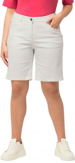 Ulla Popken Basic Denim Mandy Bermuda Shorts Snow White - Džíny & Nohavice vo Veľkých Veľkostiach – Plus Size - 