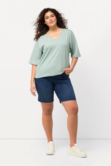Ulla Popken Basic Denim Mandy Bermuda Shorts Light Blue Denim - Šortky - Dámske šortky veľkých veľkostí