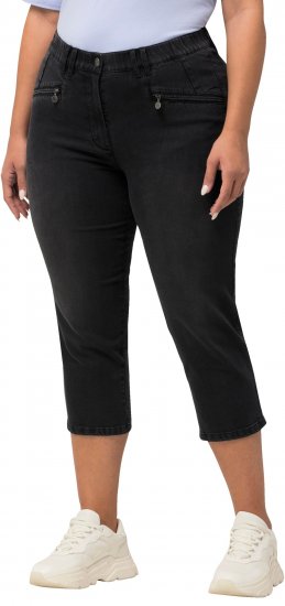 Ulla Popken Cropped Stretch Blend Mony Jeans Black - Džíny & Nohavice vo Veľkých Veľkostiach – Plus Size - 