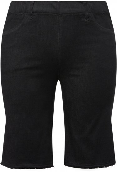 Ulla Popken Frayed Hemline Elastic Waistband Bermuda Shorts Black - Džíny & Nohavice vo Veľkých Veľkostiach – Plus Size - 