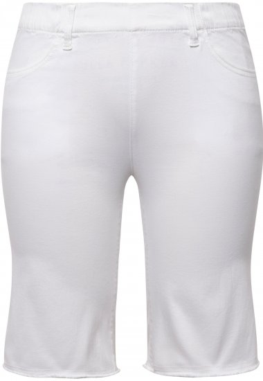 Ulla Popken Frayed Hemline Elastic Waistband Bermuda Shorts Snow White - Džíny & Nohavice vo Veľkých Veľkostiach – Plus Size - 