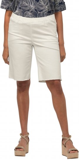 Ulla Popken Frayed Hemline Elastic Waistband Bermuda Shorts White - Džíny & Nohavice vo Veľkých Veľkostiach – Plus Size - 