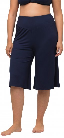 Ulla Popken Wide Leg Flared Bermuda Shorts Navy - Džíny & Nohavice vo Veľkých Veľkostiach – Plus Size - 
