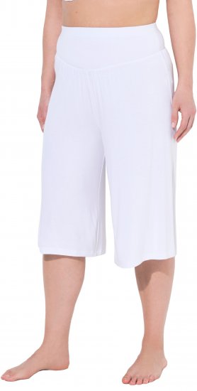 Ulla Popken Wide Leg Flared Bermuda Shorts White - Džíny & Nohavice vo Veľkých Veľkostiach – Plus Size - 