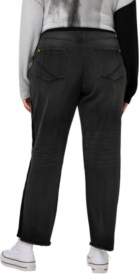 Ulla Popken Side Stripe Stretch Fit Boyfriend Jeans Black - Džíny & Nohavice vo Veľkých Veľkostiach – Plus Size - 