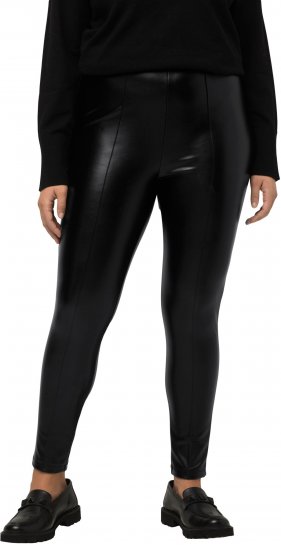 Ulla Popken Faux Leather Leggings Black - Džíny & Nohavice vo Veľkých Veľkostiach – Plus Size - 