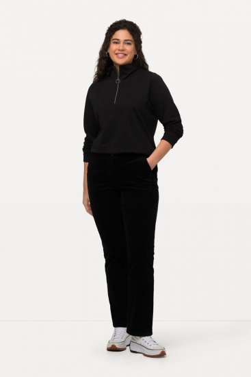 Ulla Popken Mandy Corduroy Pants Black - Nohavice - Nohavice pre ženy vo veľkých veľkostiach