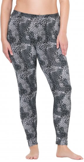 Ulla Popken Leopard Print Leggings Black - Džíny & Nohavice vo Veľkých Veľkostiach – Plus Size - 