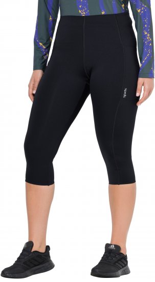 Ulla Popken Cropped Sports Leggings Black - Džíny & Nohavice vo Veľkých Veľkostiach – Plus Size - 