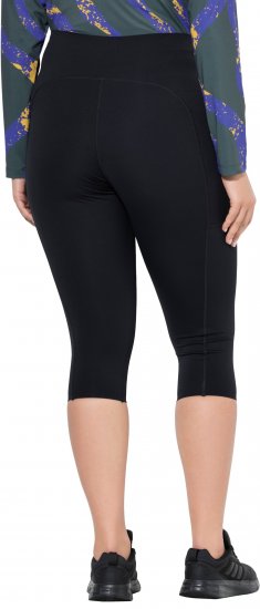 Ulla Popken Cropped Sports Leggings Black - Džíny & Nohavice vo Veľkých Veľkostiach – Plus Size - 