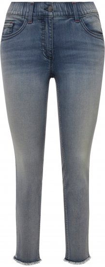 Ulla Popken Fringed Hem Stretch Fit Jeans Blue Denim - Džíny & Nohavice vo Veľkých Veľkostiach – Plus Size - 
