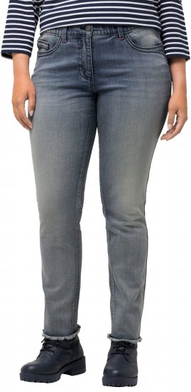 Ulla Popken Fringed Hem Stretch Fit Jeans Blue Denim - Džíny & Nohavice vo Veľkých Veľkostiach – Plus Size - 
