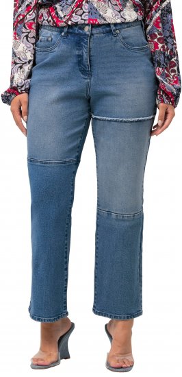 Ulla Popken Patchwork Jeans Blue - Džíny & Nohavice vo Veľkých Veľkostiach – Plus Size - Dámske rifle a nohavice, EU 42-70