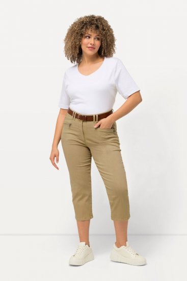 Ulla Popken Cropped Stretch Fit Mony Pants Dark Putty - Nohavice - Nohavice pre ženy vo veľkých veľkostiach