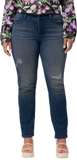 Ulla Popken Sammy Destroy 5 Pocket Jeans Blue Denim - Džíny & Nohavice vo Veľkých Veľkostiach – Plus Size - 