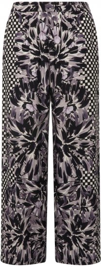 Ulla Popken Checkered Floral Elastic Waist Palazzo Paints Black - Džíny & Nohavice vo Veľkých Veľkostiach – Plus Size - 