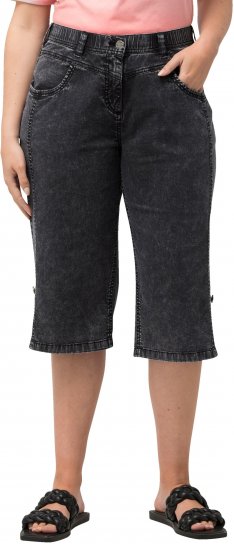 Ulla Popken Denim Acid Wash Bermuda Shorts Black - Džíny & Nohavice vo Veľkých Veľkostiach – Plus Size - 