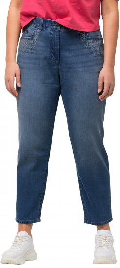 Ulla Popken Rhinestone Detail Stretch Fit Skinny Jeans Blue Denim - Džíny & Nohavice vo Veľkých Veľkostiach – Plus Size - 