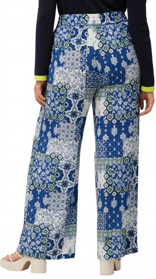 Ulla Popken Paisley Straight Leg Pull On Pants Blue - Džíny & Nohavice vo Veľkých Veľkostiach – Plus Size - 