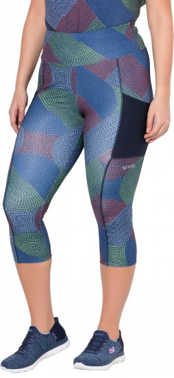 Ulla Popken Quick Dry Cropped Geometric Print Leggings Grey - Džíny & Nohavice vo Veľkých Veľkostiach – Plus Size - 