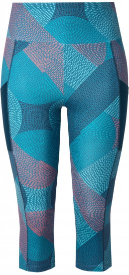 Ulla Popken Quick Dry Cropped Geometric Print Leggings Blue - Bundy - 