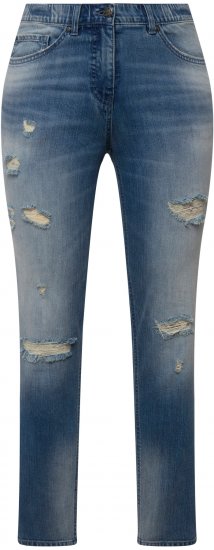 Ulla Popken Distressed Stretch Fit Sarah Jeans Blue - Džíny & Nohavice vo Veľkých Veľkostiach – Plus Size - 