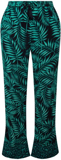 Ulla Popken Palm Leaf Print Elastic Waist Pants Navy - Džíny & Nohavice vo Veľkých Veľkostiach – Plus Size - 