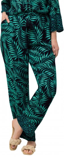 Ulla Popken Palm Leaf Print Elastic Waist Pants Navy - Džíny & Nohavice vo Veľkých Veľkostiach – Plus Size - 