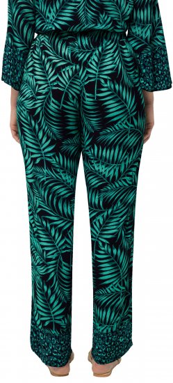 Ulla Popken Palm Leaf Print Elastic Waist Pants Navy - Džíny & Nohavice vo Veľkých Veľkostiach – Plus Size - 