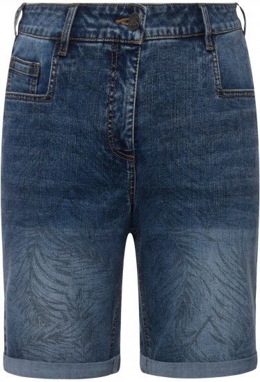 Ulla Popken Palm Print Denim Bermuda Shorts Blue Denim - Džíny & Nohavice vo Veľkých Veľkostiach – Plus Size - 