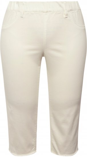 Ulla Popken Stretch Fit Raw Hem Capris Snow White - Džíny & Nohavice vo Veľkých Veľkostiach – Plus Size - 