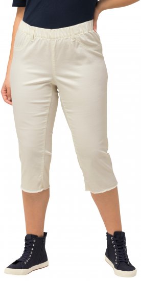 Ulla Popken Stretch Fit Raw Hem Capris Snow White - Džíny & Nohavice vo Veľkých Veľkostiach – Plus Size - 